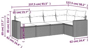 Σετ Καναπέ Κήπου 5 Τεμαχίων Μαύρο Συνθετικό Ρατάν με Μαξιλάρια - Μαύρο