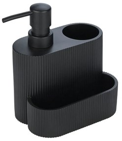 Ντισπένσερ Υγρού Πιάτων Με Θήκη Για Βούρτσα &amp; Σφουγγάρι Μαύρο 16x13x9,5εκ. Estia 01-23560