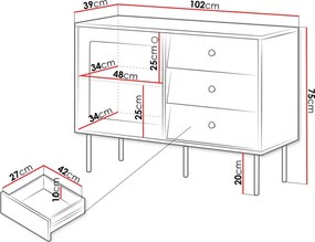Μπουφές Valerio 100-Leuko - 102.00Χ39.00Χ75.00cm