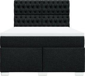 vidaXL Κρεβάτι Boxspring με Στρώμα Μαύρο 140x190 εκ. Υφασμάτινο