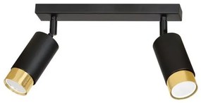Σποτ Φωτιστικό Οροφής 2xGu10 Ατσάλι HIRO Made in Poland Emibig-965/2-Μαύρο-Χρυσό 965/2