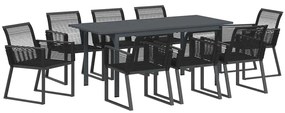 vidaXL Σέτ φαγητού για κήπο 9 pcs Μαύρο Ατσάλι και πολυ-ρατάν