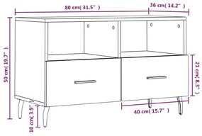 Έπιπλο Τηλεόρασης Sonoma Δρυς 80x36x50 εκ. Επεξεργασμένο Ξύλο - Καφέ