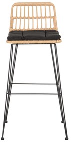 Σκαμπό Μπαρ ALLEGRA C5452.11 Μεταλλικό με Μπέζ Wicker &amp; Μαύρο Μαξιλάρι 52x51x103Y εκ 52x51x103 εκ.