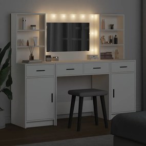 vidaXL Σετ Τραπέζι Ντυσίματος με LED 3 pcs Λευκό Επεξεργασμένο ξύλο