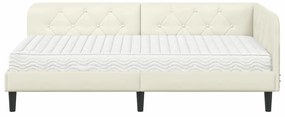 vidaXL Κρεβάτι Γωνίας Κρεμ 90 x 200 cm Βελούδο