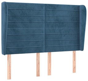 Κεφαλάρι με Πτερύγια Σκούρο Μπλε 147x23x118/128 εκ.Βελούδινο - Μπλε