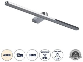 Απλίκα Καθρέπτη Μπάνιου-Πίνακα LED 12W 1400lm MEGAN Globostar-60449-Νίκελ Ματ 60449
