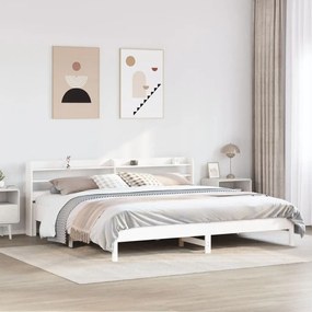 vidaXL Σκελετός Κρεβ. Χωρίς Στρώμα Λευκό 200x200 εκ Μασίφ Πεύκο