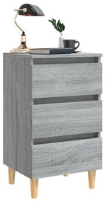 vidaXL Κομοδίνα 2 τεμ. Γκρι Sonoma 40x35x69 εκ. με Μασίφ Ξύλινα Πόδια