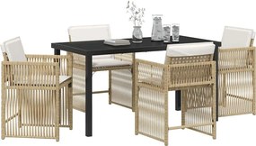 vidaXL Σέτ φαγητού για κήπο 5 pcs Μπεζ συνθετικό ρατάν