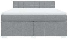 Κρεβάτι Boxspring με Στρώμα Ανοιχτό Γκρι 180x200 εκ. Υφασμάτινο - Γκρι