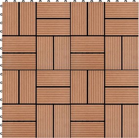 vidaXL Πλάκα Κατασκευής 11 pcs Καφέ 30 x 30 cm WPC