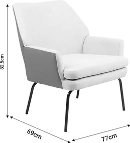 Πολυθρόνα Kieran pakoworld ύφασμα γκρι- πόδι μαύρο 77x69x82.5εκ