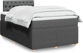 vidaXL Κρεβάτι Boxspring με Στρώμα Σκούρο Γκρι 120x190 εκ Υφασμάτινο