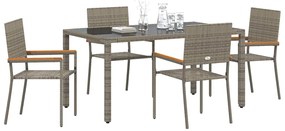 vidaXL Σέτ φαγητού για κήπο 5 pcs Γκρι 150 x 90 x 75 cm