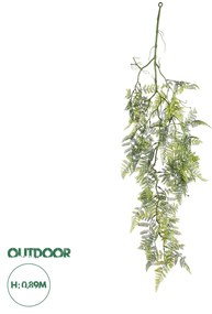 GloboStar® Artificial Garden FERN HANGING BRANCH 20413 Τεχνητό Διακοσμητικό Κρεμαστό Φυτό Φτέρη Υ89cm