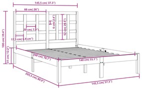 vidaXL Πλαίσιο Κρεβατιού 140 x 200 εκ. από Μασίφ Ξύλο