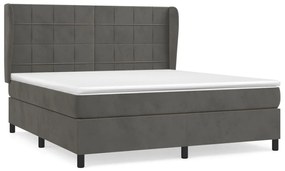 Κρεβάτι Boxspring με Στρώμα Σκούρο Γκρι 160x200 εκ. Βελούδινο - Γκρι