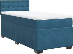 vidaXL Κρεβάτι Boxspring με Στρώμα Μπλε 100x200 εκ. Βελούδινο