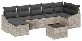 vidaXL Σετ Κήπου 8 Τεμαχίων με Μαξιλάρια σε Γκρι από Πολυ Ράττον
