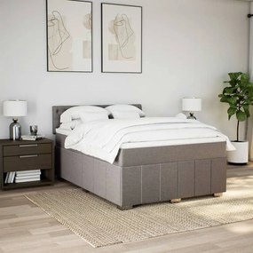 vidaXL Κρεβάτι Boxspring με Στρώμα Taupe 140x200 εκ. Υφασμάτινο