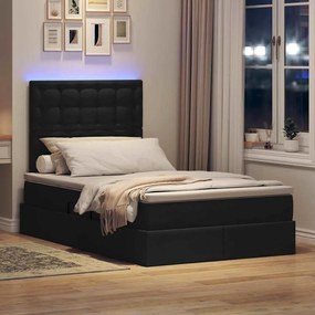vidaXL LED Κρεβάτι αποθήκευσης με στρώμα Μαύρο 120 x 190 cm Ύφασμα