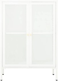 vidaXL Μπουφές Λευκός 75 x 35 x 105 εκ. από Ατσάλι και Γυαλί