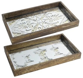 Artekko Artekko Tray Δίσκοι Διακοσμητικοί MDF Γυαλί Χρυσό (43.2x26.7x5.1)cm Σετ/2 31967