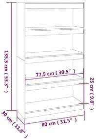 Βιβλιοθήκη/Διαχωριστικό Χώρου 80x30x135,5 εκ. Μασίφ Ξύλο Πεύκου - Καφέ