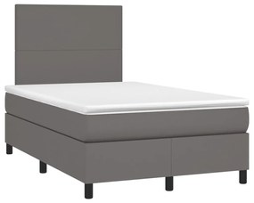 Κρεβάτι Boxspring με Στρώμα Γκρι 120x190εκ. από Συνθετικό Δέρμα - Γκρι