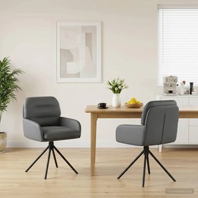 vidaXL Γυριστές καρέκλες φαγητού 2 pcs Τεχνητό Δέρμα Γκρι