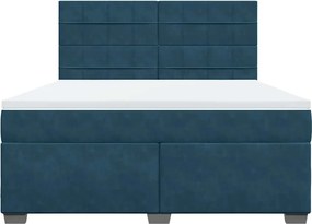 vidaXL Κρεβάτι Boxspring με Στρώμα Μπλε 180x200 εκ. Βελούδινο