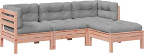 vidaXL Καναπές Κήπου Σετ 4 Τεμ. Μασίφ Ψευδοτσούγκα Ελάτης Μαξιλάρια