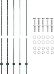 vidaXL Ενσωματωμένος Πόλος Φράχτη 5 pcs Πράσινο 200 cm