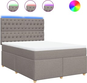 vidaXL Κρεβάτι Boxspring με Στρώμα Taupe 140x200 εκ. Υφασμάτινο
