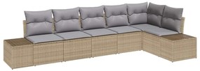 vidaXL Σετ Καναπέ Κήπου με μαξιλάρι 6 pcs Μπεζ, Ανοιχτό Γκρι