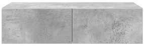Ράφι τοίχου με συρτάρια Γκρι μπετόν 60x26,5x15 cm Ξύλο μηχανής 859971
