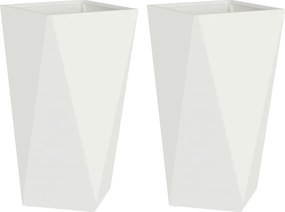 vidaXL Γλάστρα 2 pcs Λευκό 40 x 40 x 75 cm Ατσάλι