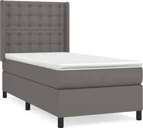 vidaXL Κρεβάτι Boxspring με Στρώμα Γκρι 80 x 200 εκ. Συνθετικό Δέρμα
