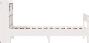 vidaXL Κρεβάτι Βιβλιοθήκη Χωρίς Στρώμα Λευκό 75x190 εκ Μασίφ Πεύκο