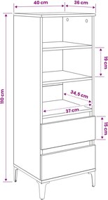 vidaXL Highboard Μαύρη Δρυς 40 x 36 x 110 εκ. Επεξεργασμένο Ξύλο
