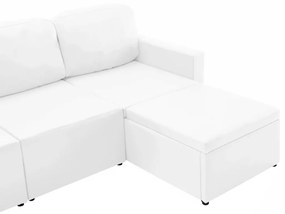 Καναπές Τριθέσιος Αρθρωτός Λευκός από Συνθετικό Δέρμα - Λευκό