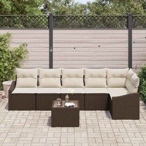 vidaXL Σετ Καναπέ με μαξιλάρι 7 pcs Καφέ συνθετικό ρατάν