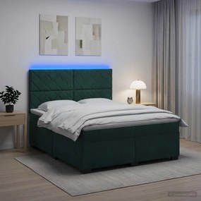 vidaXL Κρεβάτι box spring με στρώμα Σκούρο Πράσινο 160 x 200 cm