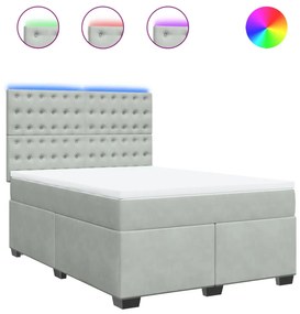 vidaXL Κρεβάτι Boxspring με Στρώμα Ανοιχτό Γκρι 140x200 εκ. Βελούδινο