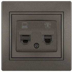 Lezard Πρίζα RJ11+RJ45 Cat 6 Ανθρακί Mira (Πλήρης) 701.4141144
