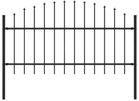 vidaXL Κάγκελα Περίφραξης με Λόγχες Μαύρα (1,-1,25) x 1,7 μ. Ατσάλινα