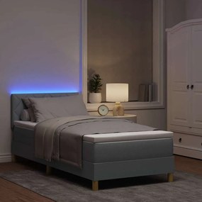 vidaXL Κρεβάτι με ελατήρια με στρώμα Ανοιχτό γκρι 90 x 190 cm ύφασμα