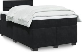 vidaXL Κρεβάτι Boxspring με Στρώμα Μαύρο 120x190 εκ. Βελούδινο